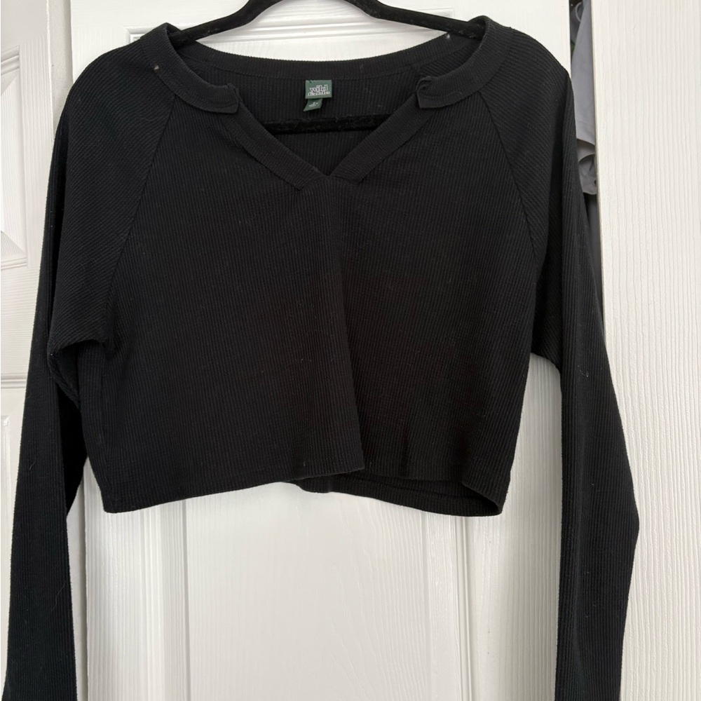 Wild Fable Black Ribbed Crop Top